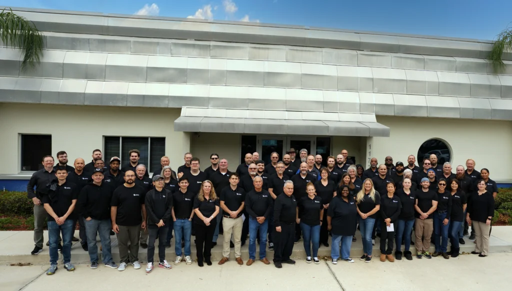 The AirPro Diagnostics team in from of their Jacksonville, FL headquarters