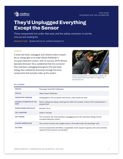 Passenger Seat ODS Calibration case study image